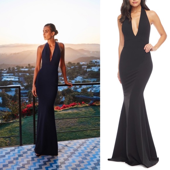 NEW Dress the Population Camden Halter Mermaid Evening Gown Black Size Medium - Picture 13 of 13